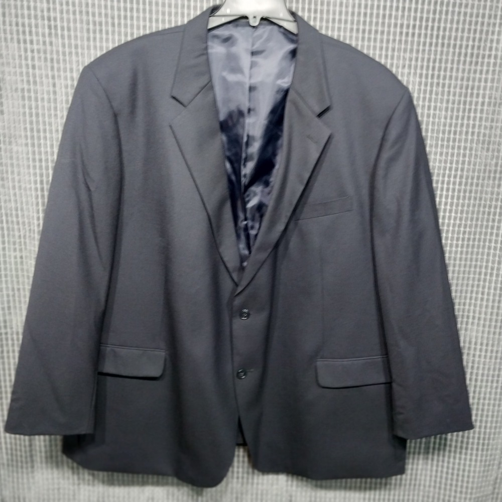 Tailors Row Blazer Men 100% Wool Two Button Sport Coat 52R Black